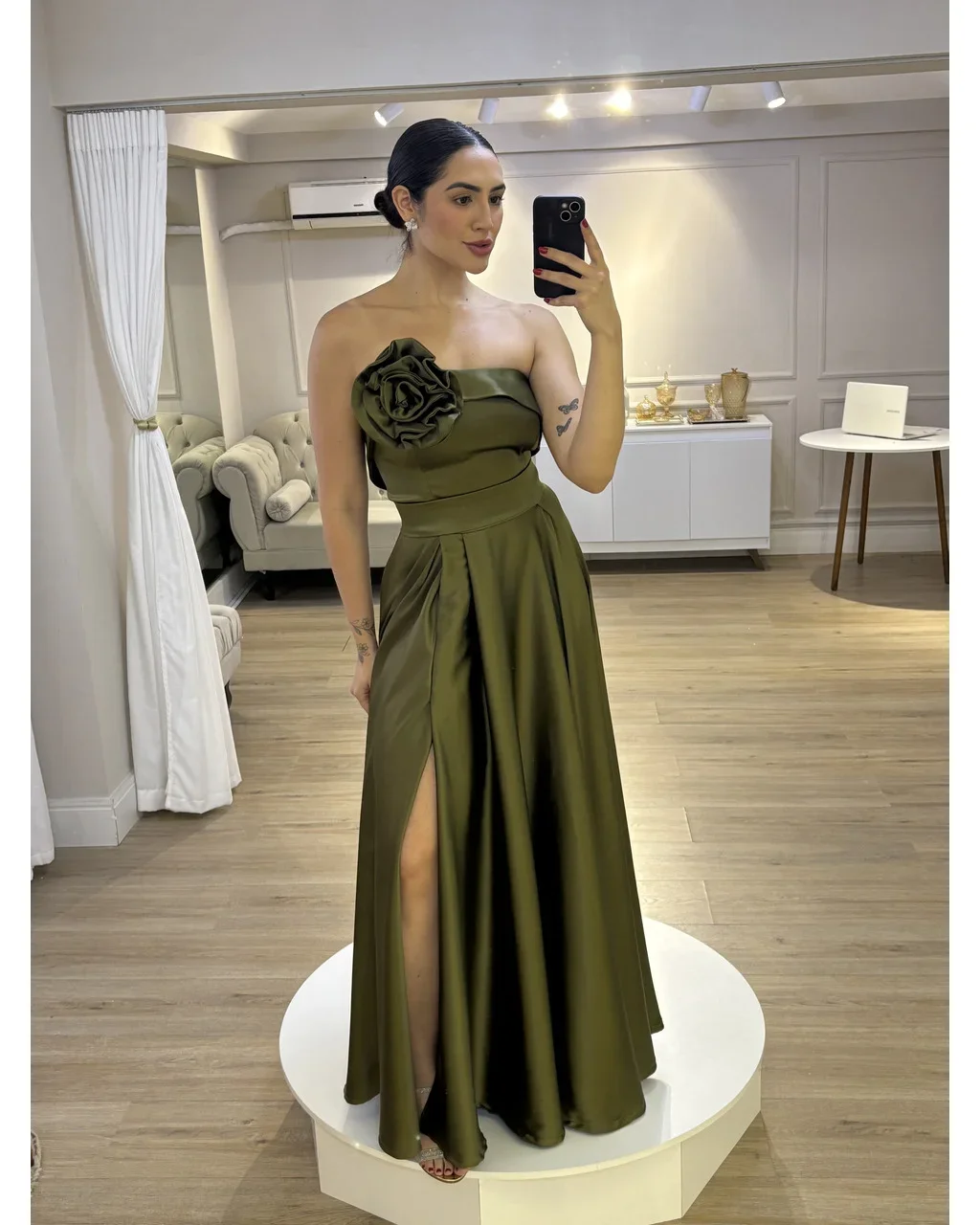 Thumbnail for Vestido Axia Verde Oliva G