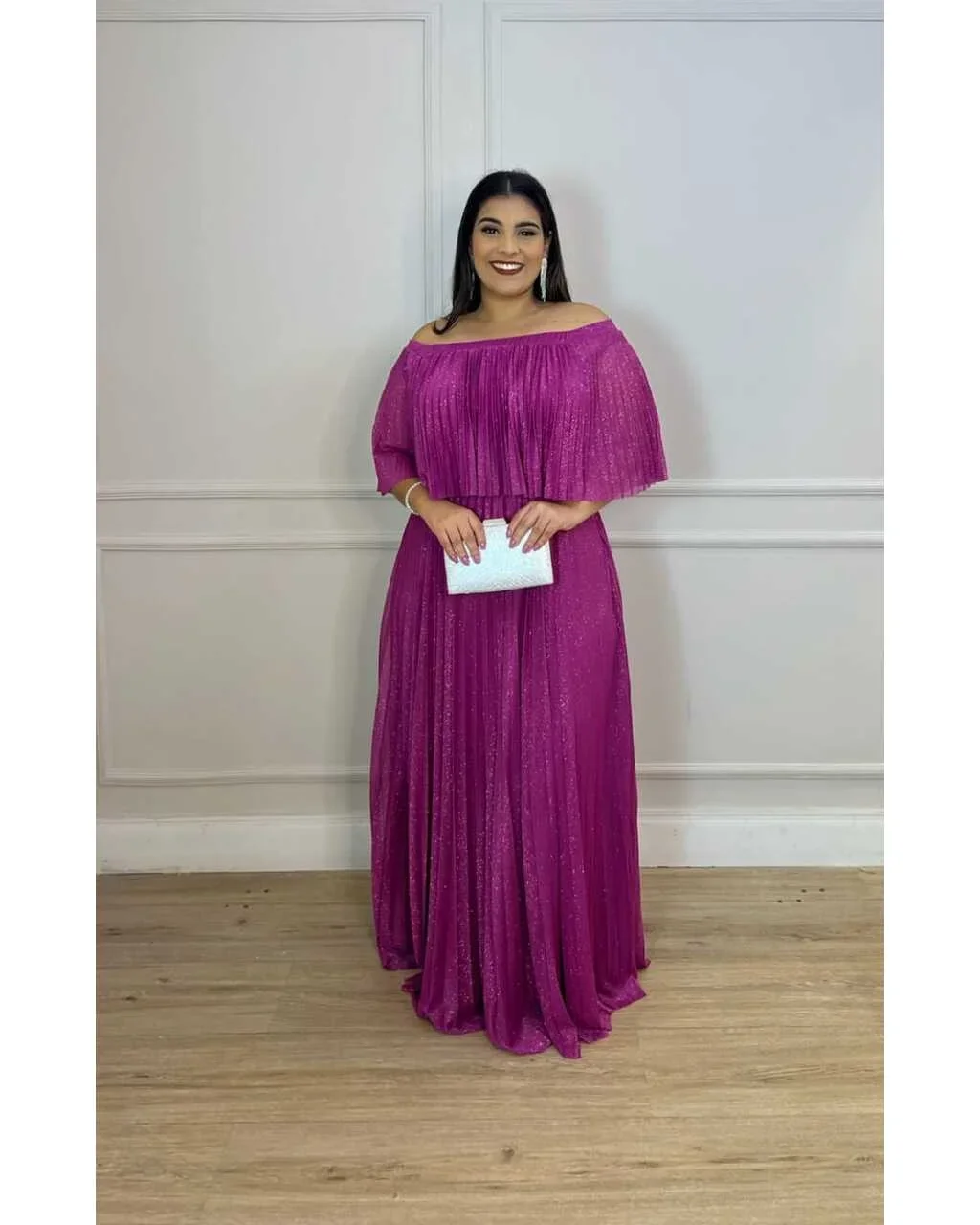 Thumbnail for Vestido Filó Fúcsia 48 