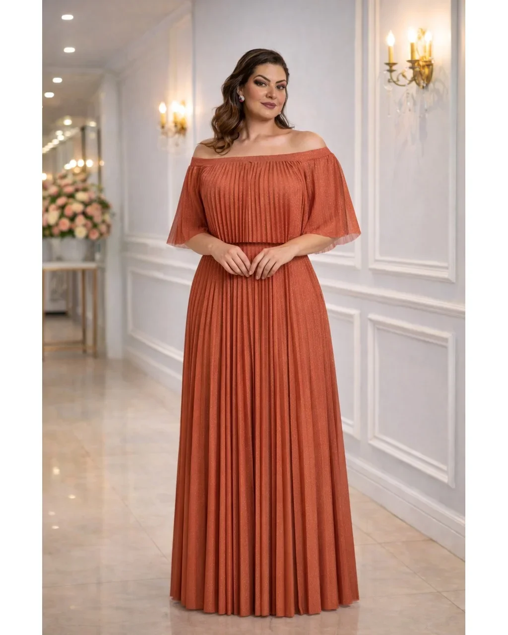 Thumbnail for Vestido Filó Terracota  48 