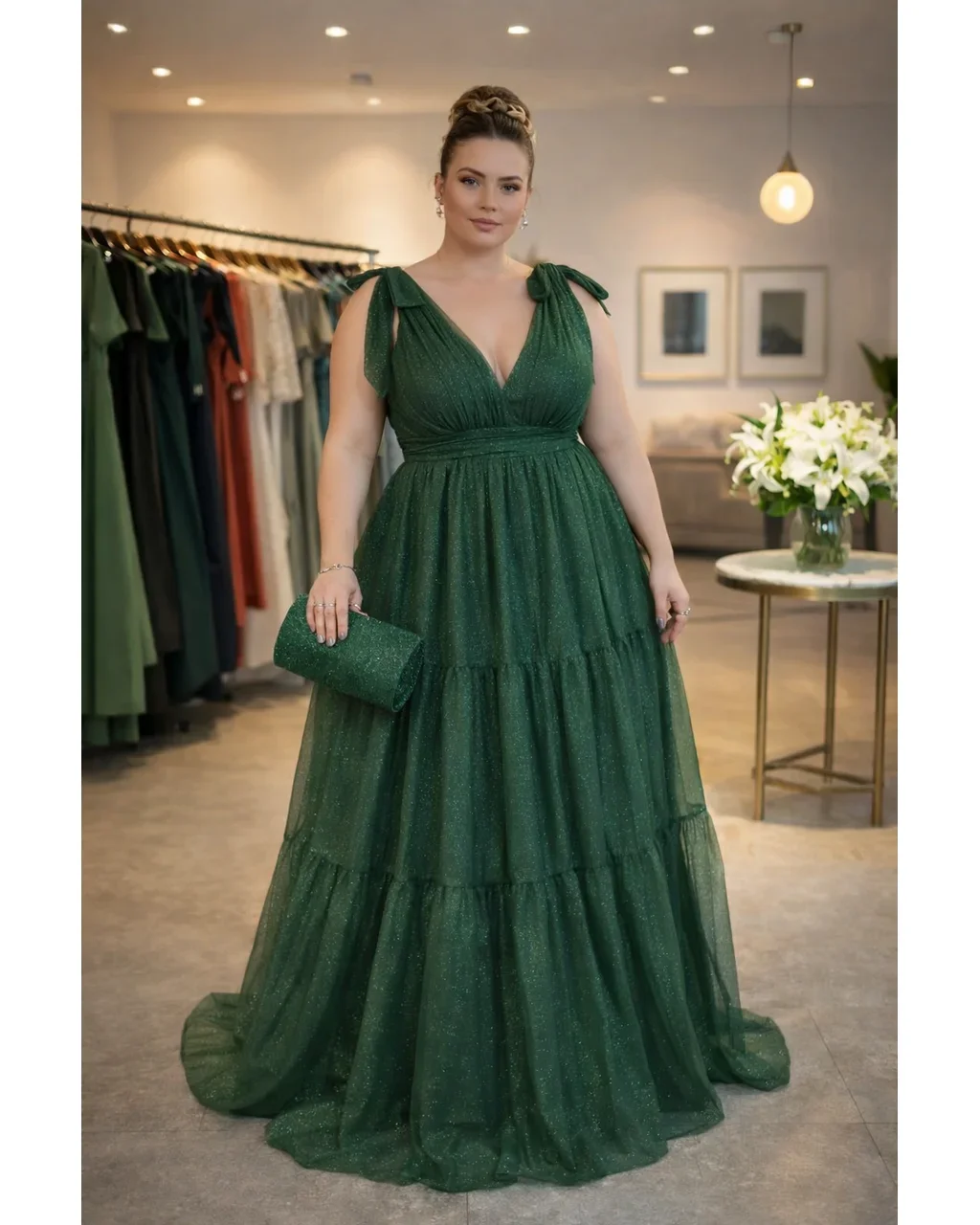 Thumbnail for Vestido Anastácia Verde Oliva G