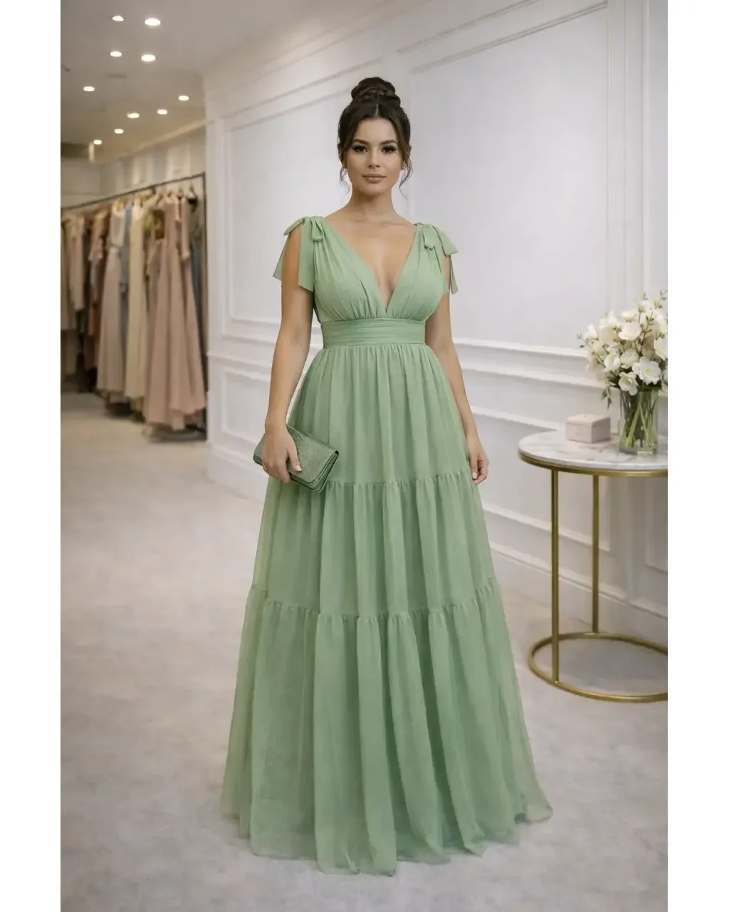 Thumbnail for Vestido Anastácia Verde Menta P