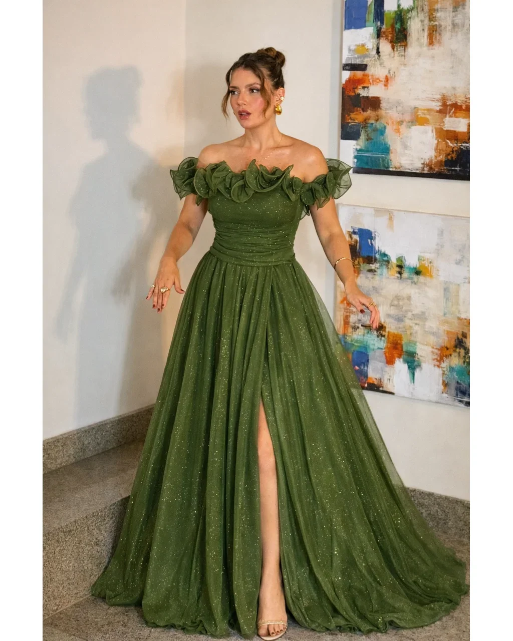 Thumbnail for Vestido Flora Verde Oliva EXG