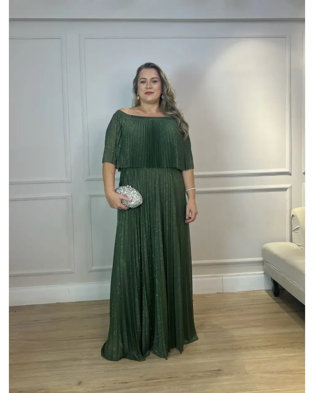 Thumbnail for Vestido Filó Verde Oliva 50