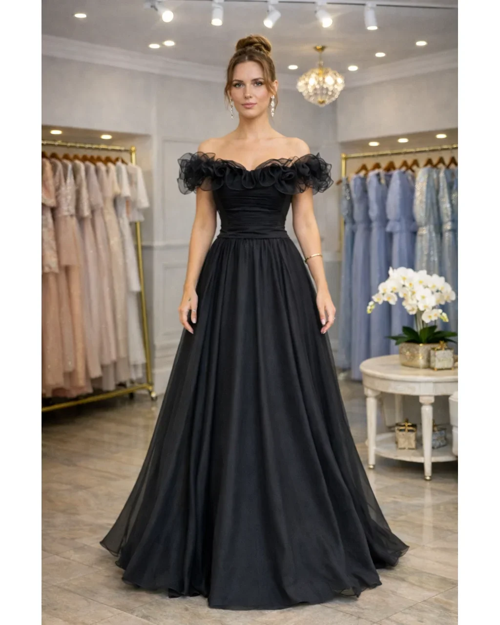 Thumbnail for Vestido Flora Preto EXG